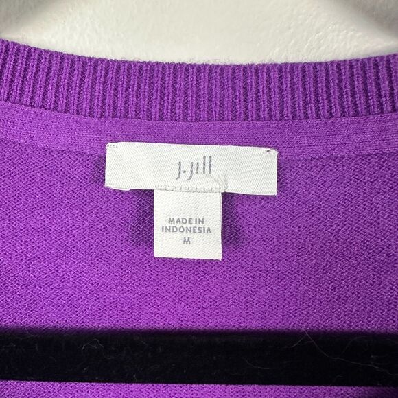 J. Jill Womens Medium V-Neck Pullover Knit Sweater Purple Warm Winter - Picture 2 of 4